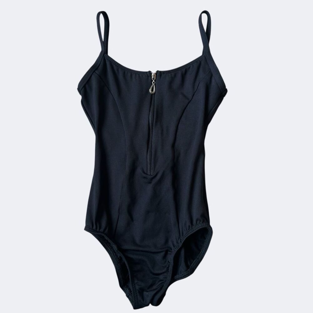 Motionwear Front Zip Camisole Ballet Dance Leotard Black Adult Petite PA